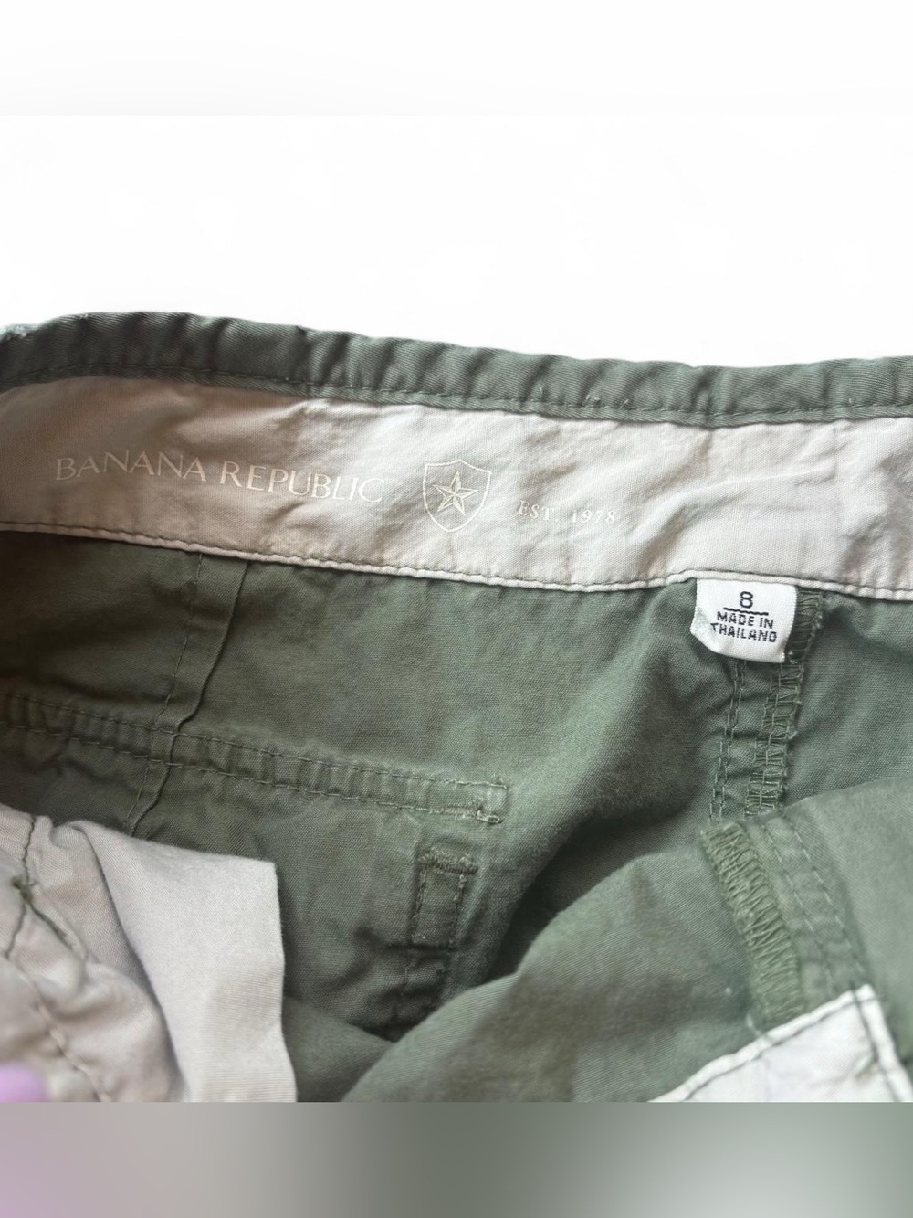 Y2K Banana Republic Olive green Military Utility Cargo Skirt Size 8 - Picture 3 of 7